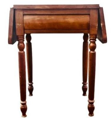 Sale Photo Thumbnail #56: Drop Leaf Table - Turned Legs & Convex Central Draw
