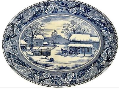Sale Photo Thumbnail #136: English Transferware - Johnson Brothers Historic America - Large Serving Platter - 20 X 15.5 Inches