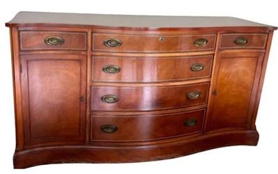 Sale Photo Thumbnail #45: Sloane Breakfront With Stenciled Design And Original Hardware - Lined Silver Drawers