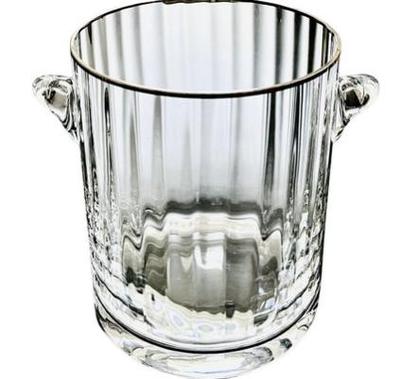 Sale Photo Thumbnail #26: Vintage Block Crystal Radiance Collection Ice Bucket Gold Trim