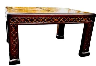 Sale Photo Thumbnail #60: Chinese Chippendale Style Burl Wood Coffee Table