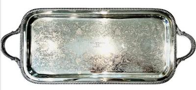 Sale Photo Thumbnail #69: Vintage Silver Plated 23 Inch Serving Tray With Trophy Engraving