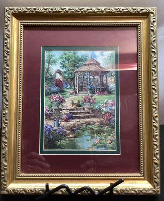 Print of a red garden gate 