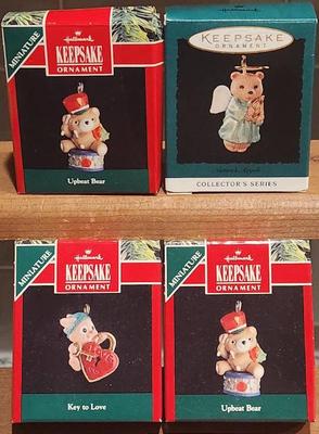 4 hallmark miniatures ornaments bears