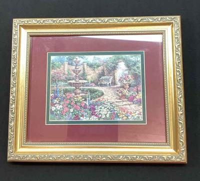 Print of a garden scene