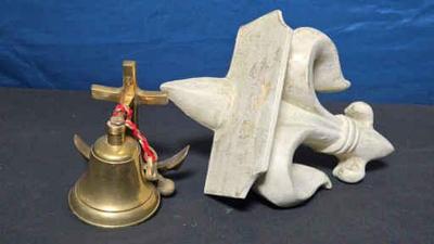 Vintage Bell with Cross, Anchor & Fleur-de-Lis Wall Décor