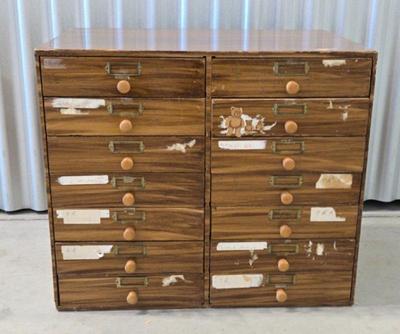 14 drawer wooden chest