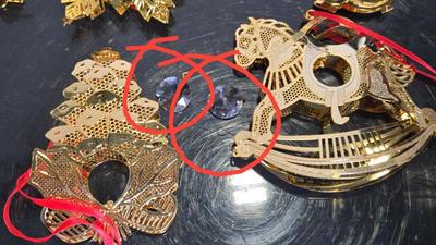 Danbury gold and crystal christmas ornaments