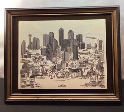 Frame etching of the dallas skyline