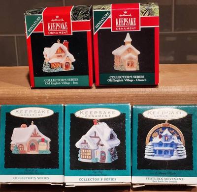 5 hallmark miniatures ornaments village
