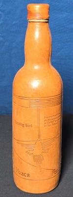 Nazca lines leather covered glass bottle