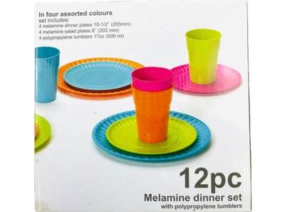 2 Sets Of Colorful Melamine Travel Dishes And Glasses