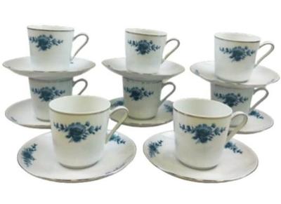 German Eschenbach Danish Blue Cups & Saucers (8)