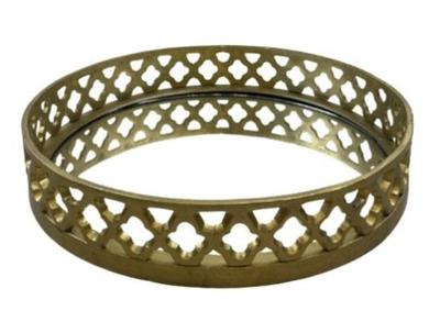 Reticulated Trellis Pattern Gallery Tray With Mirrored Base