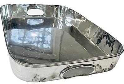 Silver Plate Gallery Tray With Inset Handles - Perfect For Bar