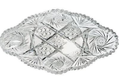 American Brilliant Cut Glass Relish Dish With Sawtooth Border