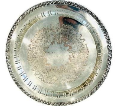 Silver Plate Serving Tray With Reticulated Border - Signed William Rogers