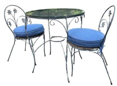 Wrought Iron Bistro Set - Table And 2 Chairs