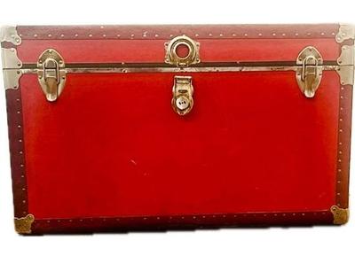 Vintage Large Red Rustic Storage Trunk