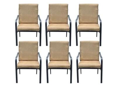 Set Of Six Tan Crossman Outdoor Chairs/cushions
