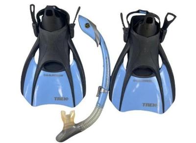 U.S. Divers Diva Women Snorkel Set, Trek Travel Fins, Dry Top Snorkel - No Mask- In Travel Case