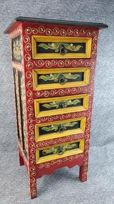 5 drawer hand painted tibetan style wooden cabinet