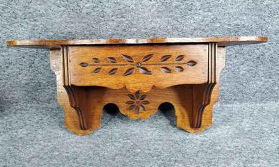 Antique eastlake style wall shelf with drawer