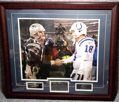 Tom brady payton manning rivalry of the decade photo poster signatures