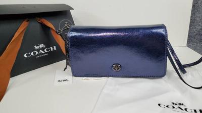 Coach dinky metallic shiny blue with coa