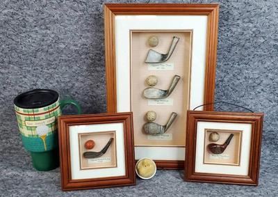 Golf club shadow boxes sweet spot mug, carved ball face
