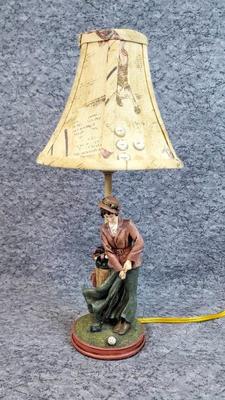 Old fashioned lady golfer lamp and shade