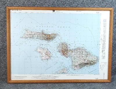 1970 topographical 3d hawaiian islands map