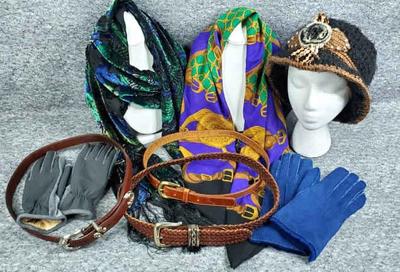 Fashion accessories hat gloves, belts, scarves