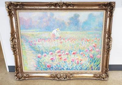 Large signed l davis oil on canvas painting