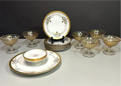 Sale Photo Thumbnail #14: Dessert Set with Porcelain and Depression Glass 