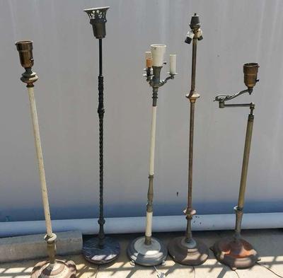 FIVE VINTAGE FLOOR LAMPS