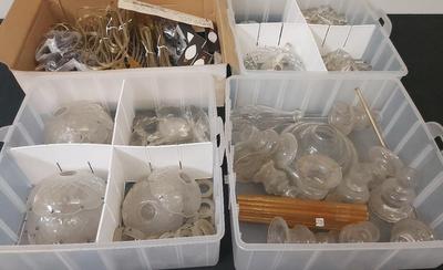 LOT OF GLASS CHANDELIER  CRYSTALS AND ACCESSORIES 