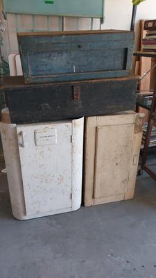 VINTAGE REFRIGERATORS AND TOOL BOXES