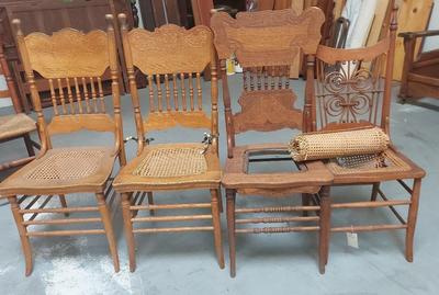BEAUTIFUL LOT OF 5 WOODEN CANE SEAT CHAIRS 