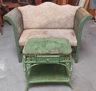 WOVAN LOVE SEAT AND TABLE