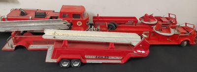 VINTAGE METAL FIRE TRUCKS WITH HOOK AND LADDERS #2