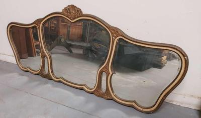 ANTIQUE THREE PANEL ART NOUVEAU MIRROR