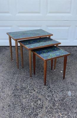 Cerulean blue nesting tables