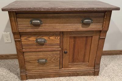 Vintage Oak Wash Stand W/ Marble Top
Lot #: 53