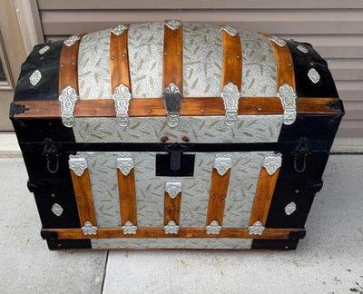 Gorgeous Refinished Antique Humpback Trunk With Tray
Lot #: 16