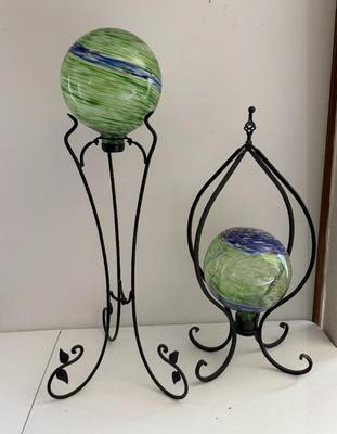Pair Glass Globes On Metal Stands
Lot #: 247