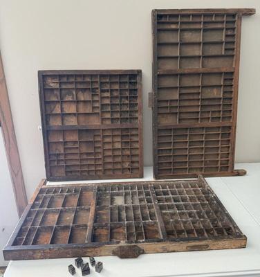 Lot (3) Vintage Printer Block Trays & (5) Printer Block Letters/numbers
Lot #: 121