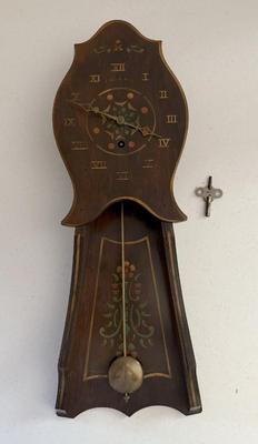 Vintage "Right Day" Wind Up Wooden Wall Clock W/Key
Lot #: 293