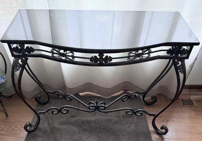 Heavy Rustic Metal Sofa Table W/polished Stone Top
Lot #: 145