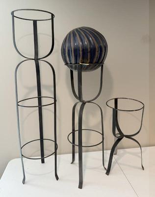 Lot (3) Decorative Metal Stands / Plant Stands With Pottery Sphere
Lot #: 245